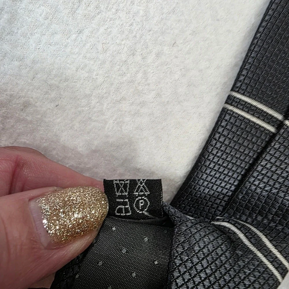 Picasso Mens Silk Tie Charcoal Grey Striped Handmade Italy Art Series Necktie
